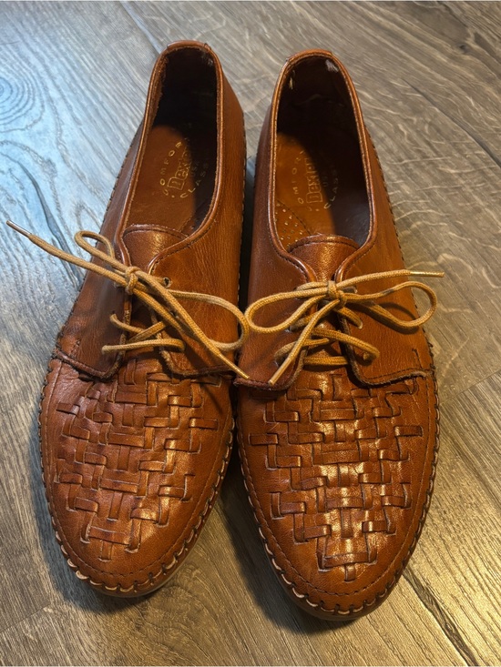 Dexter Shoes - Dexter Brown Woven Leather Slip-On Loafers with Laces